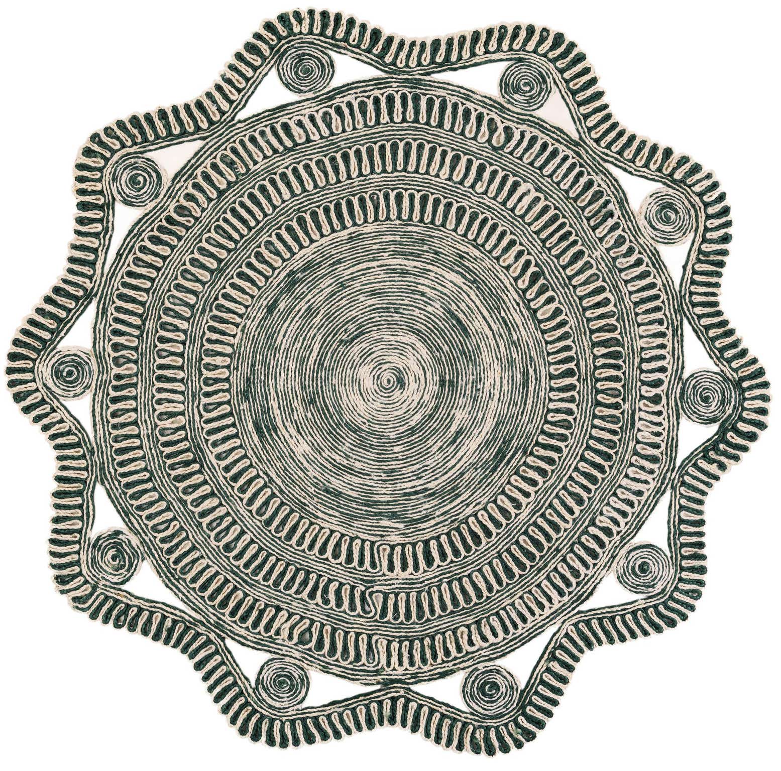 6' 1 x 6' 1 Yardley · Lines Braided Jute Rug, green and white