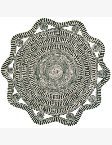 6' 1 x 6' 1 Yardley · Lines Braided Jute Rug, green and white