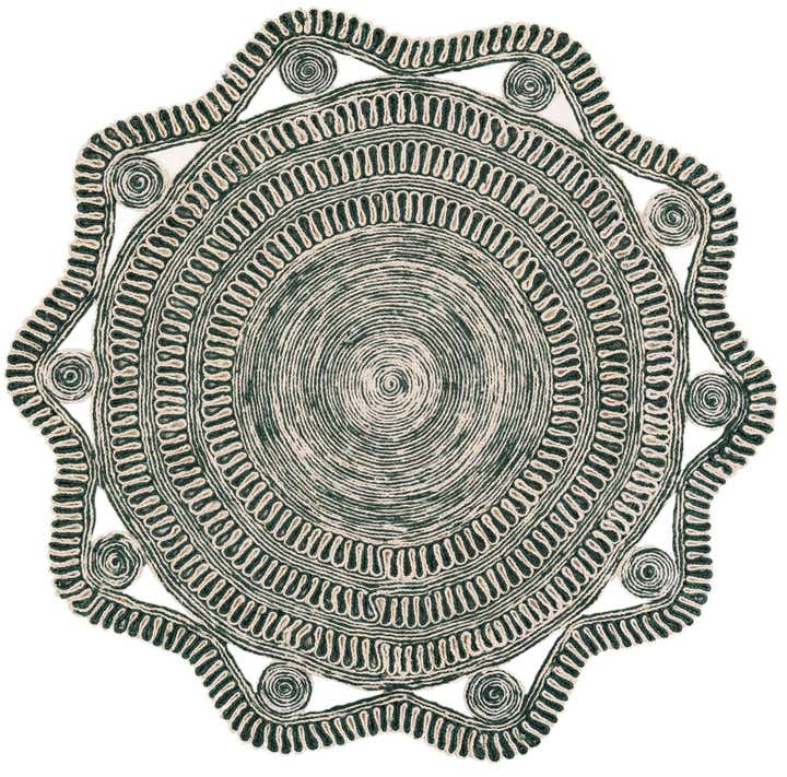 6' 1 x 6' 1 Yardley · Lines Braided Jute Rug, green and white