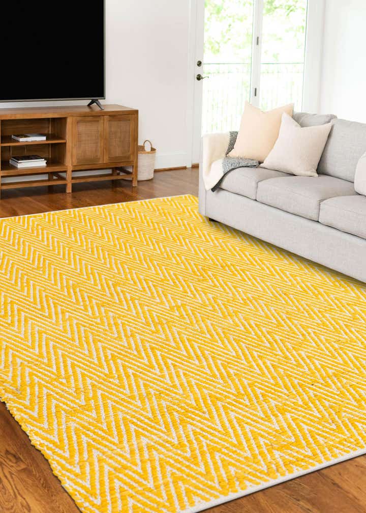 Yellow 275cm x 365cm Hand Woven Chindi Chevron Rug iRugs CH