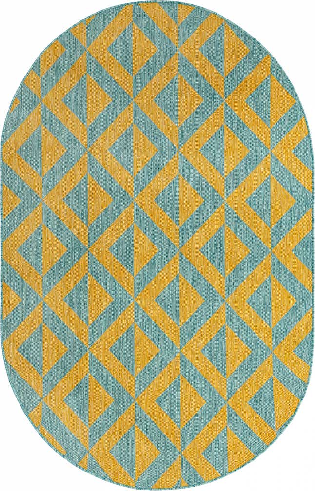 5' 3 x 8' Easy-Clean Jill Zarin Napa Indoor / Outdoor Oval Rug
