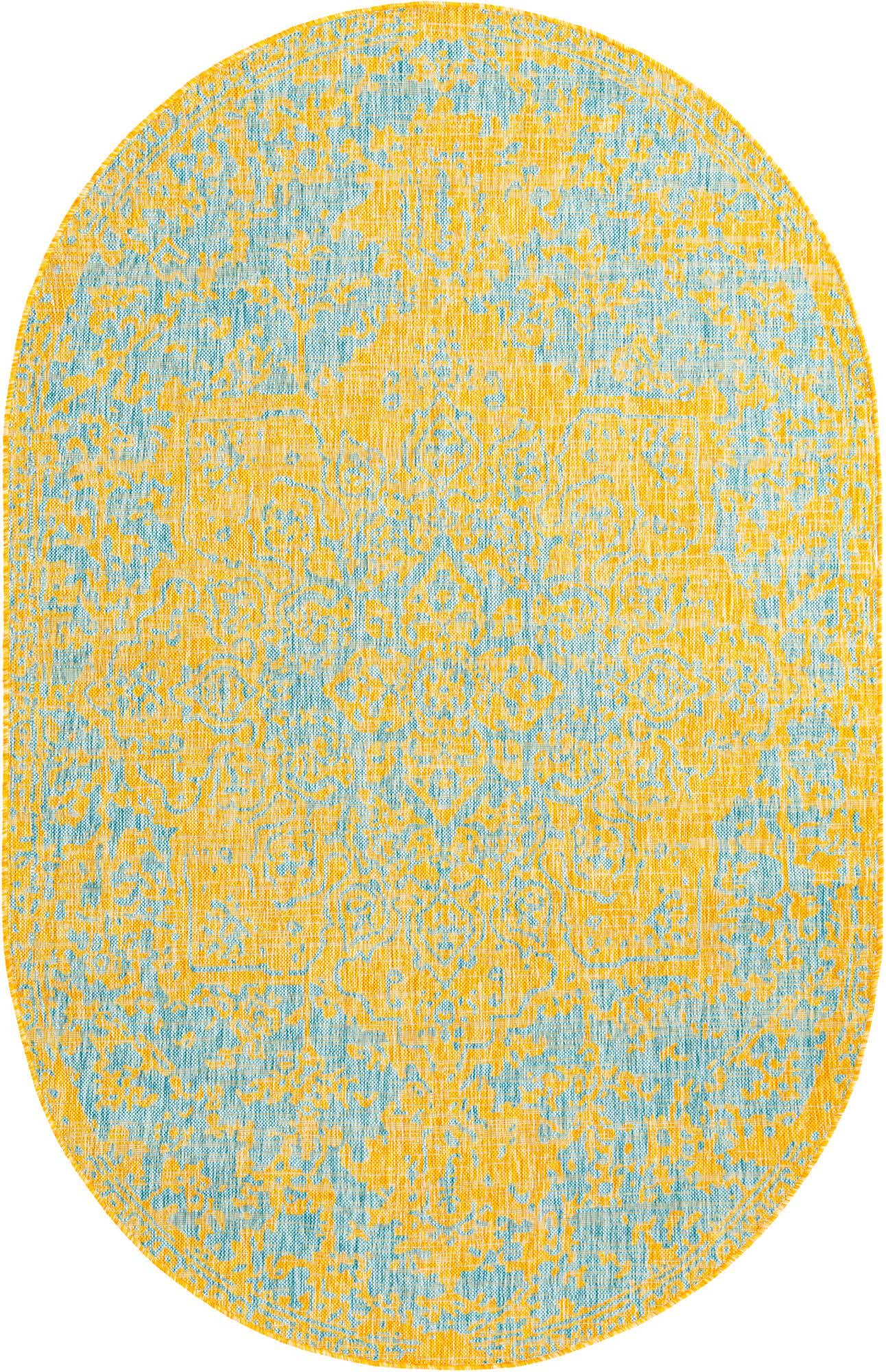5' 3 x 8' Easy-Clean Jill Zarin Dubai Indoor / Outdoor Oval Rug