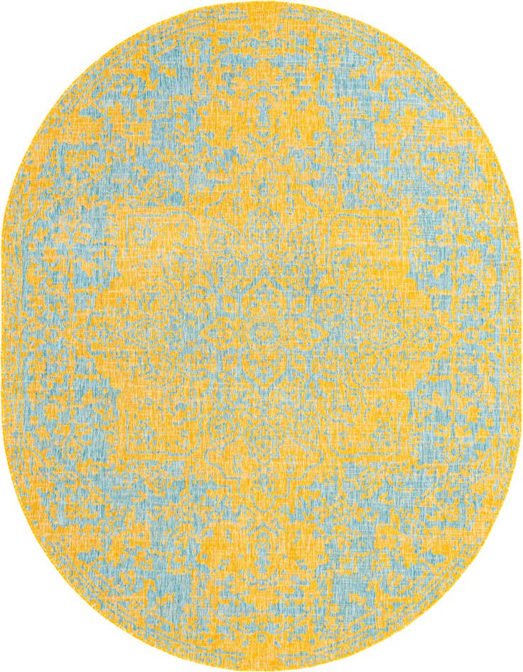 Detail image of 7' 10 x 10' Easy-Clean Jill Zarin Dubai Indoor / Outdoor Oval Rug