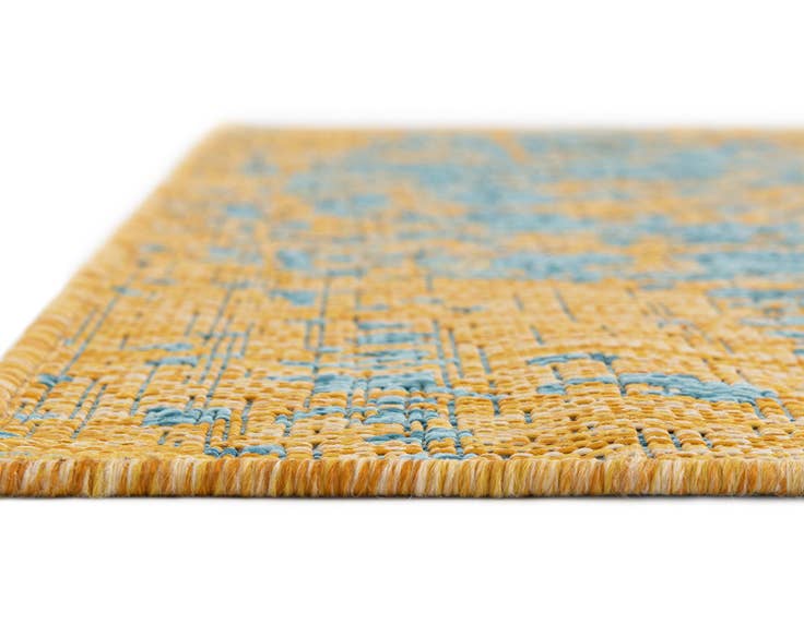 Detail image of Custom Yellow and Aqua Easy-Clean Jill Zarin Indoor / Outdoor Rug