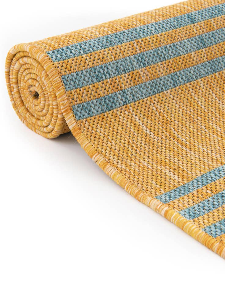 Detail image of Custom Yellow and Aqua Easy-Clean Jill Zarin Indoor / Outdoor Rug