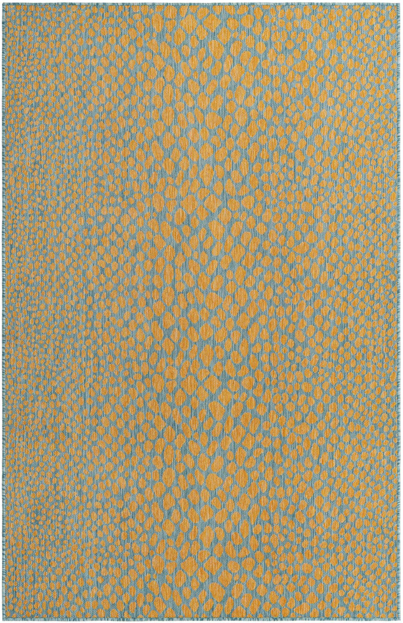 Custom Yellow and Aqua Easy-Clean Jill Zarin Indoor / Outdoor Rug