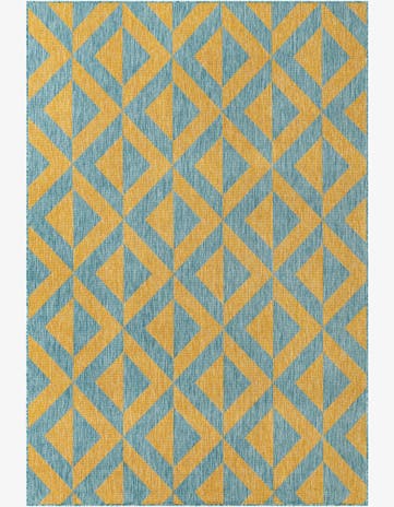 Yellow and Aqua Easy-Clean Jill Zarin Napa Indoor / Outdoor Rug