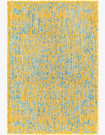 Yellow and Aqua Easy-Clean Jill Zarin Dubai Indoor / Outdoor Rug