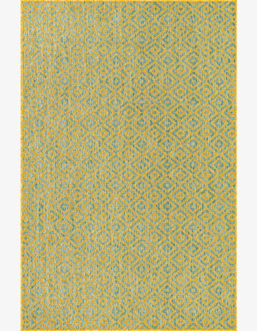 Yellow and Aqua Easy-Clean Jill Zarin Costa Rica Indoor / Outdoor Rug
