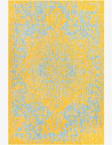 Yellow and Aqua Easy-Clean Jill Zarin Dubai Indoor / Outdoor Rug