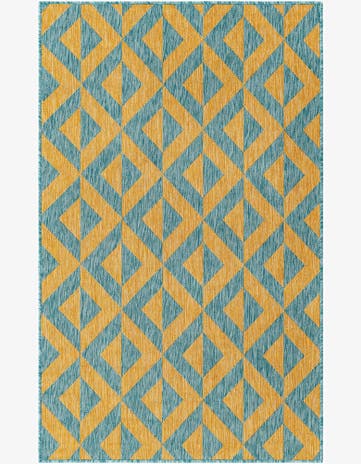 Yellow and Aqua Easy-Clean Jill Zarin Napa Indoor / Outdoor Rug