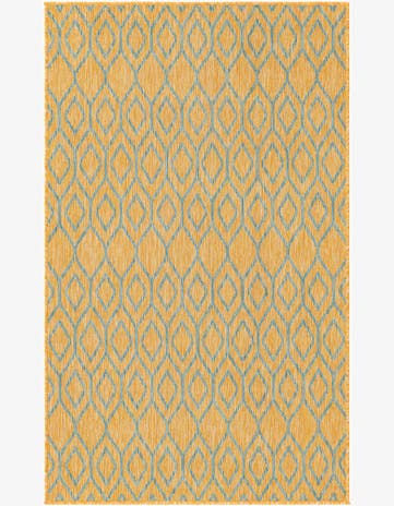 Yellow and Aqua Easy-Clean Jill Zarin Turks and Caicos Indoor / Outdoor Rug