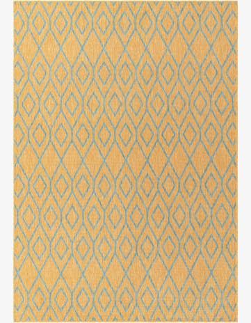 Yellow and Aqua Easy-Clean Jill Zarin Turks and Caicos Indoor / Outdoor Rug