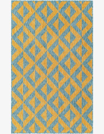 Yellow and Aqua Easy-Clean Jill Zarin Napa Indoor / Outdoor Rug
