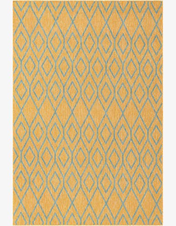 Yellow and Aqua Easy-Clean Jill Zarin Turks and Caicos Indoor / Outdoor Rug