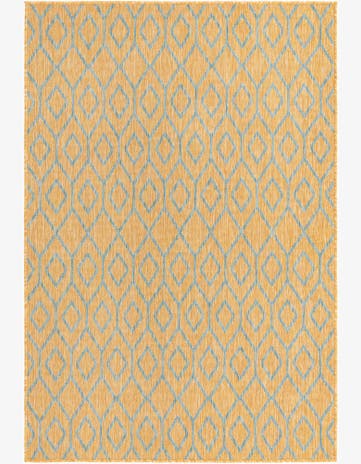 Yellow and Aqua Easy-Clean Jill Zarin Turks and Caicos Indoor / Outdoor Rug