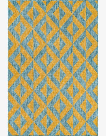 Yellow and Aqua Easy-Clean Jill Zarin Napa Indoor / Outdoor Rug