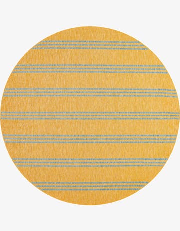Yellow and Aqua Easy-Clean Jill Zarin Anguilla Indoor / Outdoor Round Rug