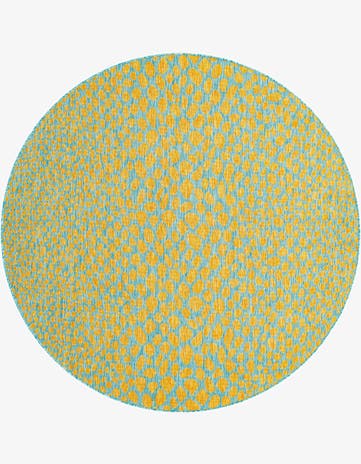 Yellow and Aqua Easy-Clean Jill Zarin Cape Town Indoor / Outdoor Round Rug