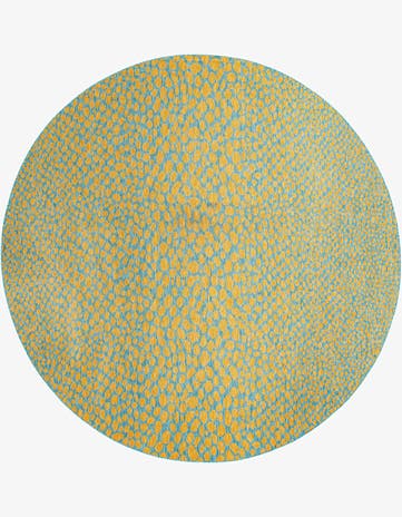 Yellow and Aqua Easy-Clean Jill Zarin Cape Town Indoor / Outdoor Round Rug
