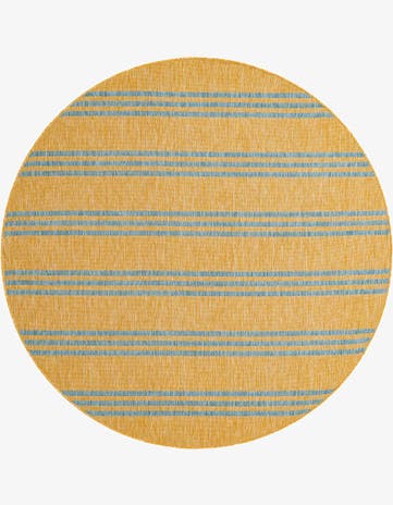 Yellow and Aqua Easy-Clean Jill Zarin Anguilla Indoor / Outdoor Round Rug