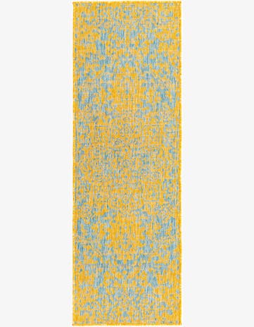 Yellow and Aqua Easy-Clean Jill Zarin Dubai Indoor / Outdoor Runner Rug