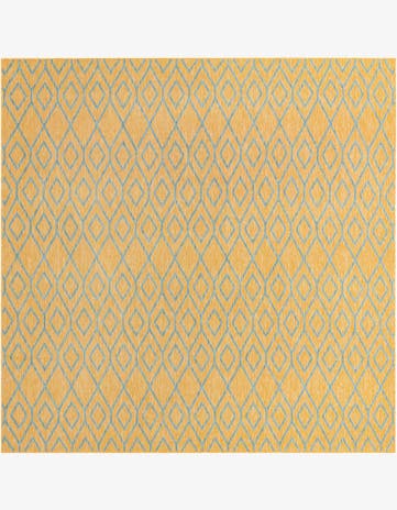 Yellow and Aqua Easy-Clean Jill Zarin Turks and Caicos Indoor / Outdoor Square Rug