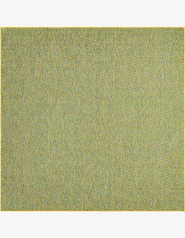 Yellow and Aqua Easy-Clean Jill Zarin Costa Rica Indoor / Outdoor Square Rug