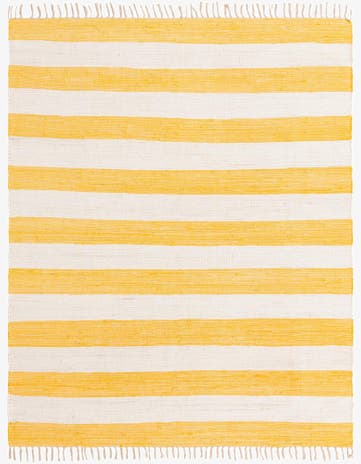 Yellow and Ivory Hand Woven Chindi Rag Rug