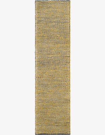 Yellow and Navy Hand Woven Seaside Pearl Jute Runner Rug