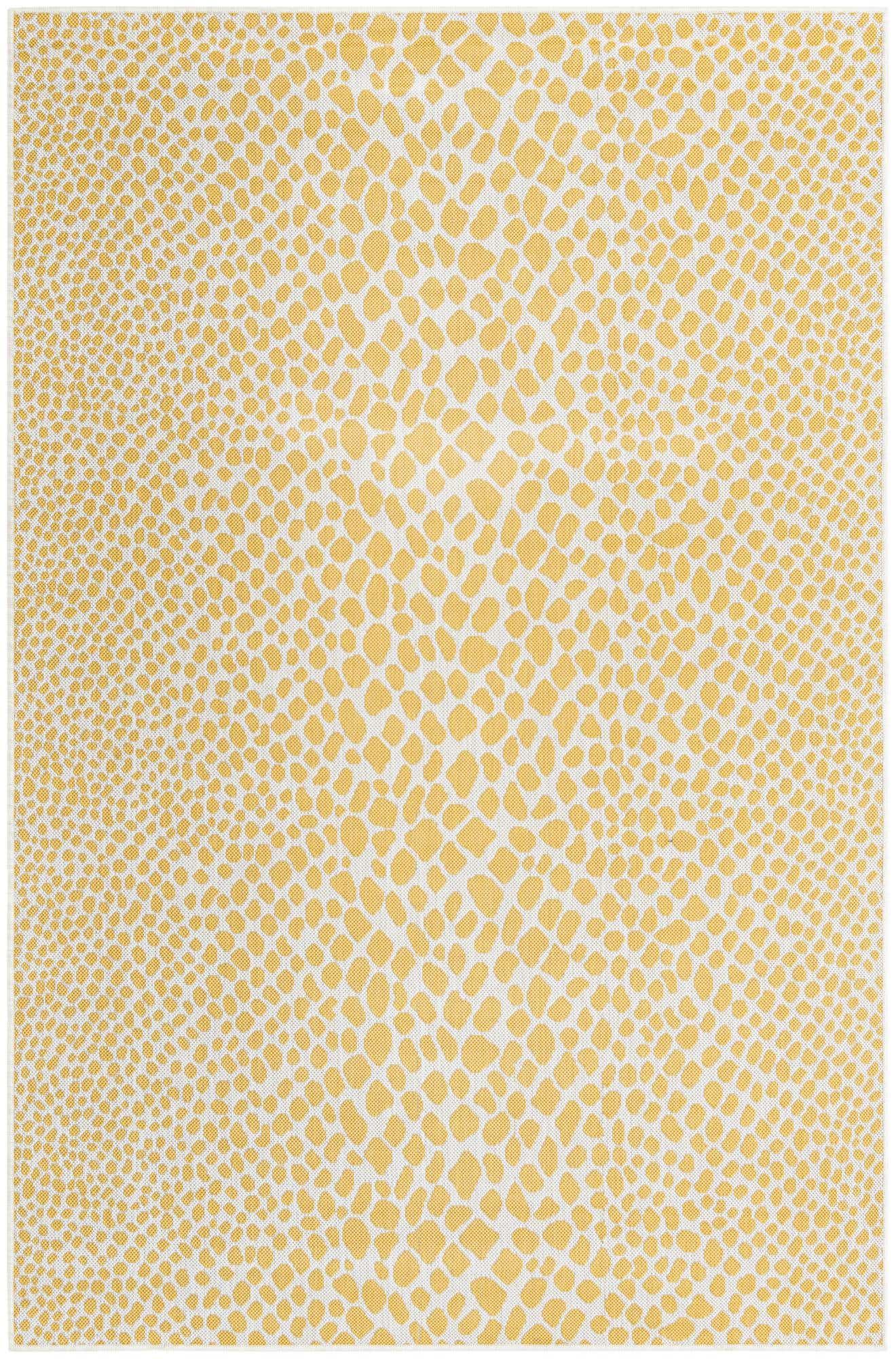 Custom Yellow Ivory Easy-Clean Jill Zarin Indoor / Outdoor Rug