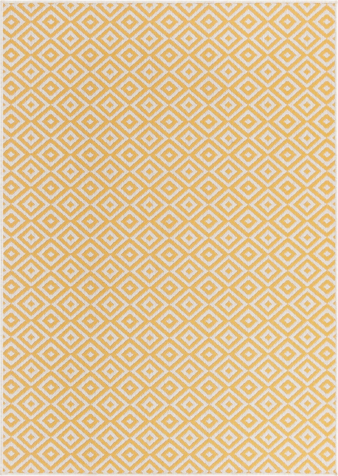 Custom Yellow Ivory  Washable Jill Zarin Indoor / Outdoor Rug