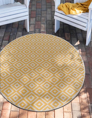 4' x 4' Easy-Clean Jill Zarin Costa Rica Indoor / Outdoor Round Rug