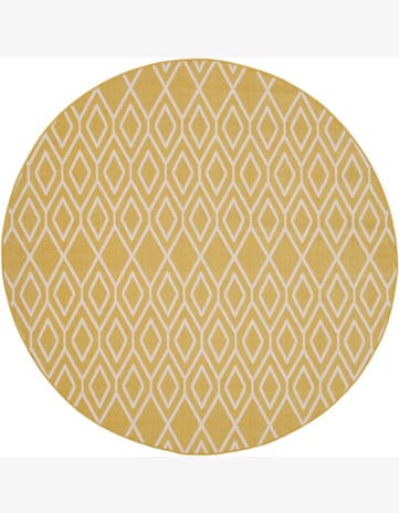 Yellow Ivory Easy-Clean Jill Zarin Indoor / Outdoor Round Rug