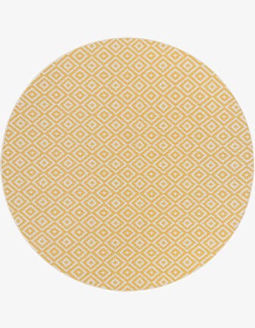 Yellow Ivory Easy-Clean Jill Zarin Costa Rica Indoor / Outdoor Round Rug