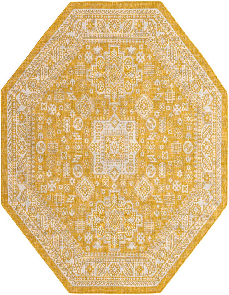 Detail image of 7' 10 x 7' 10 Easy-Clean Aztec Indoor / Outdoor Octagon Rug