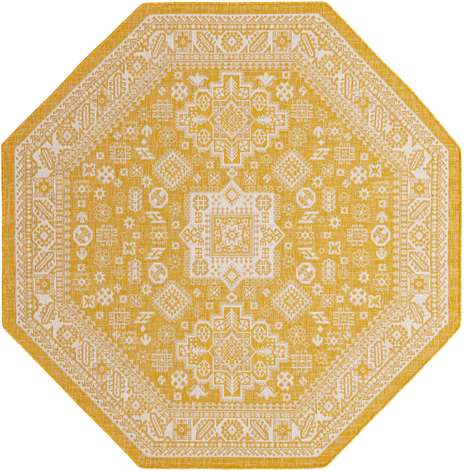 7' 10 x 7' 10 Easy-Clean Aztec Indoor / Outdoor Octagon Rug