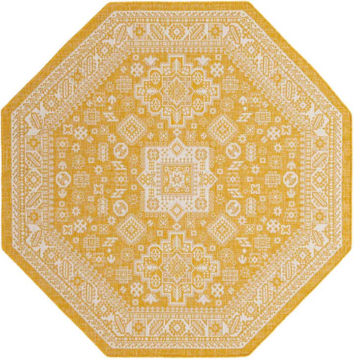 7' 10 x 7' 10 Easy-Clean Aztec Indoor / Outdoor Octagon Rug