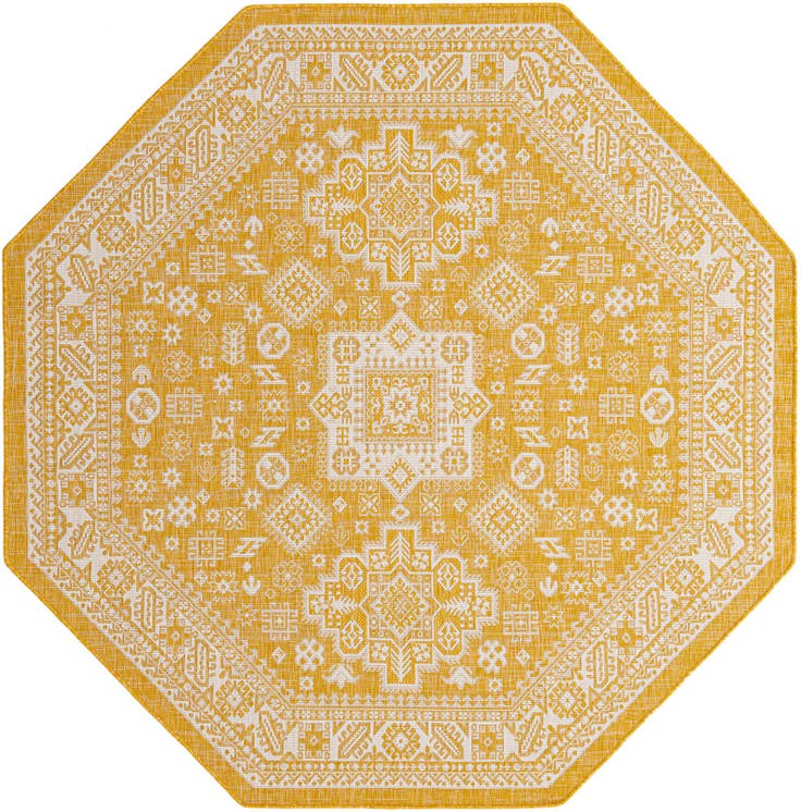Detail image of 7' 10 x 7' 10 Easy-Clean Aztec Indoor / Outdoor Octagon Rug