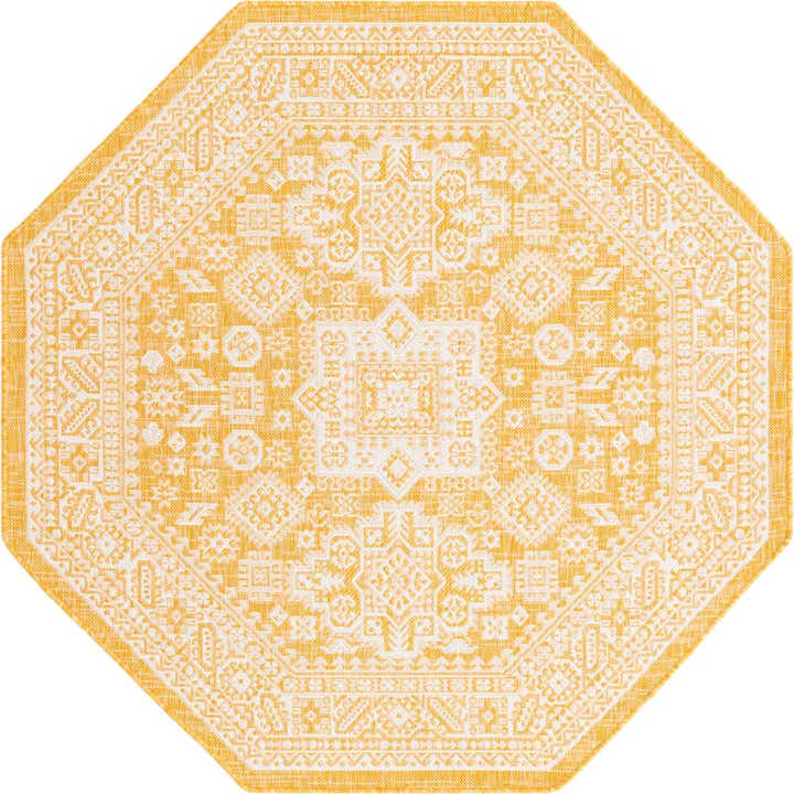 5' 3 x 5' 3 Easy-Clean Aztec Indoor / Outdoor Octagon Rug