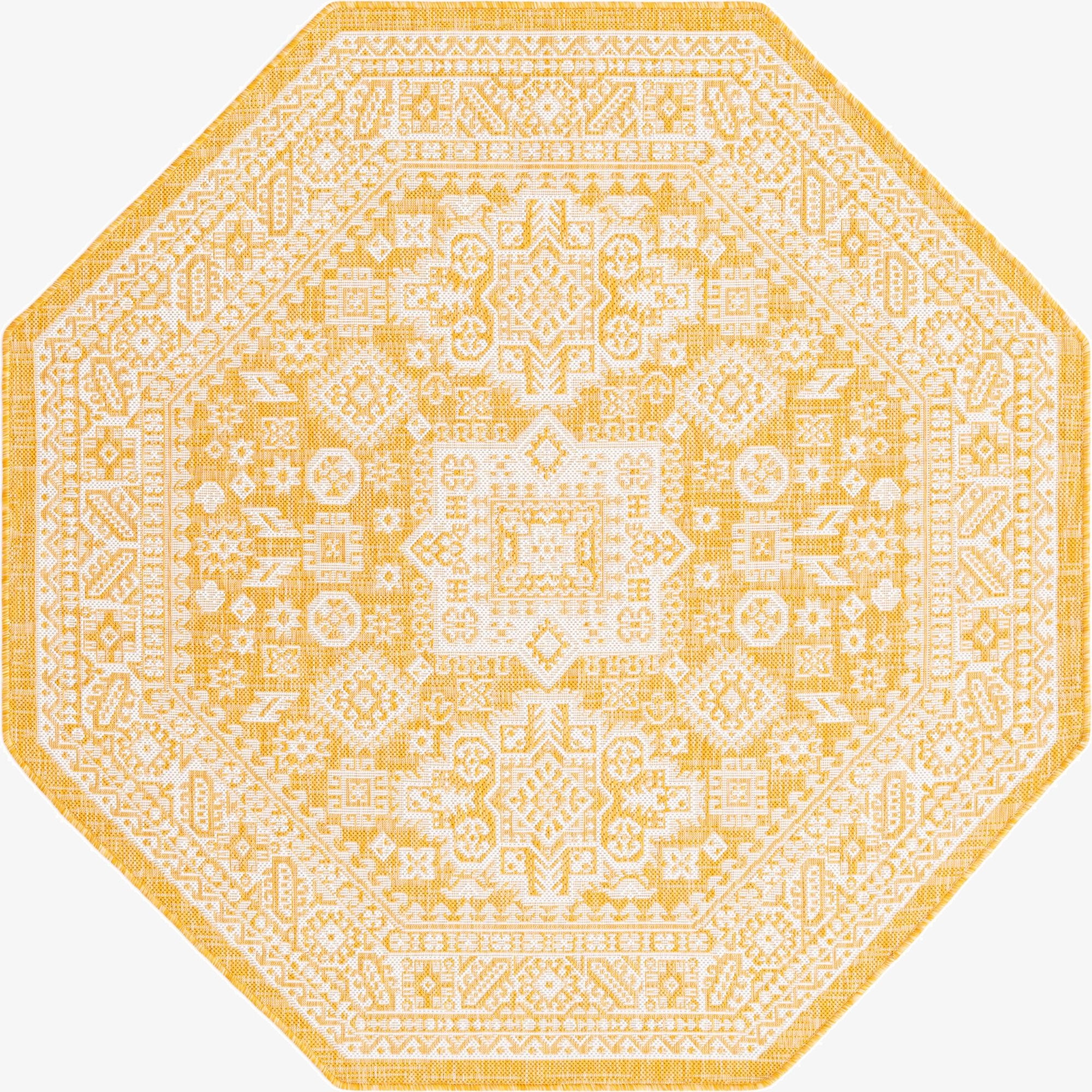 5' 3 x 5' 3  Washable Aztec Indoor / Outdoor Octagon Rug