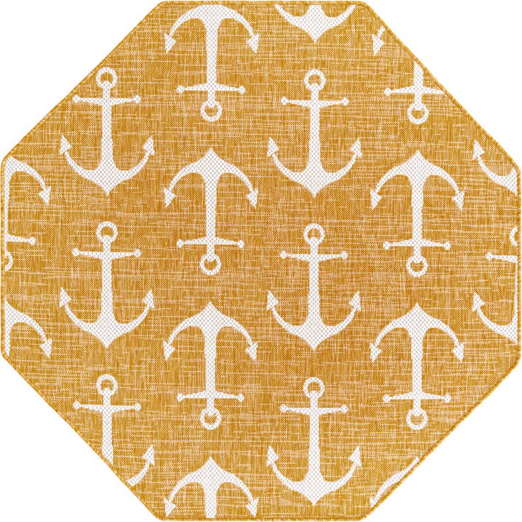 Detail image of 5' 3 x 5' 3 Easy-Clean Coastal Indoor / Outdoor Octagon Rug