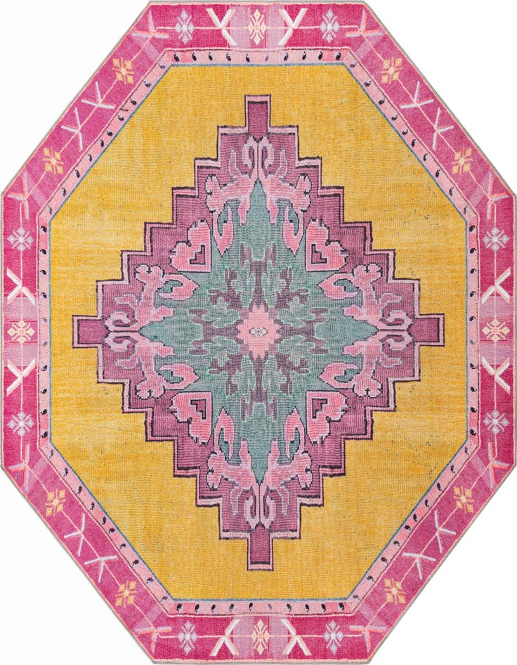 Detail image of 7' 6 x 7' 6 Washable Timeless Octagon Rug