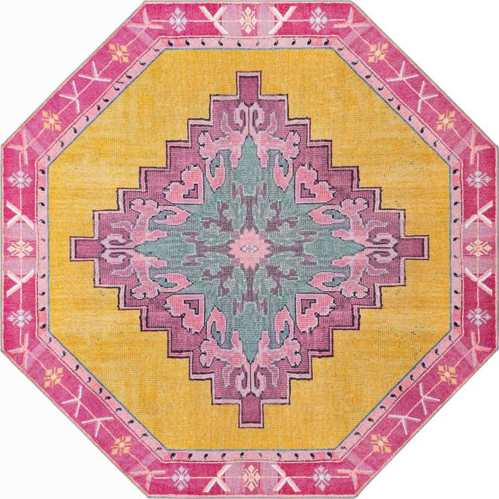 7' 6 x 7' 6 Washable Timeless Octagon Rug