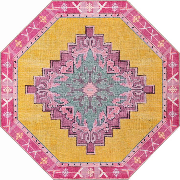 Detail image of 7' 6 x 7' 6 Washable Timeless Octagon Rug