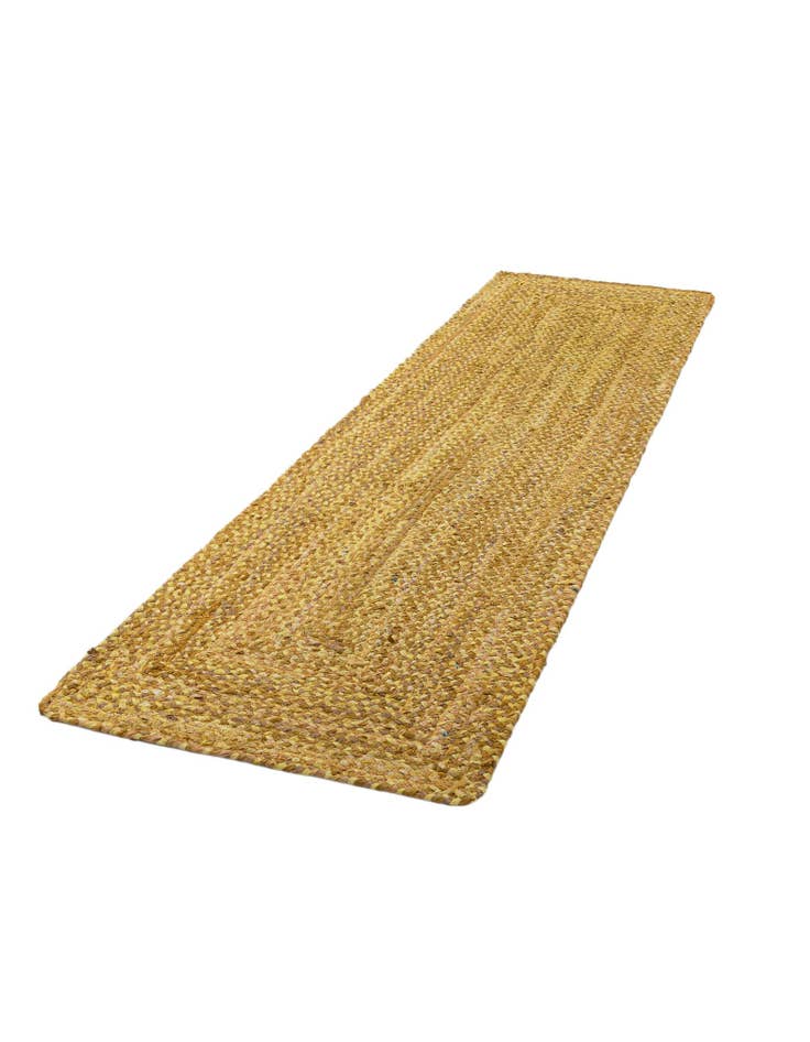 Detail image of Custom Yellow Orange Handmade Braided Chindi Runner Rug