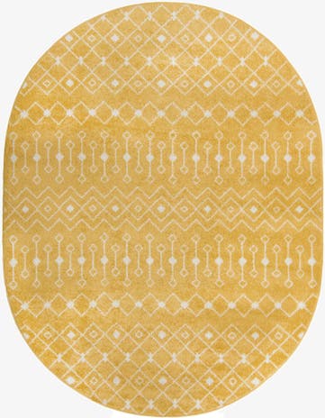 Yellow Moroccan Trellis Oval Rug