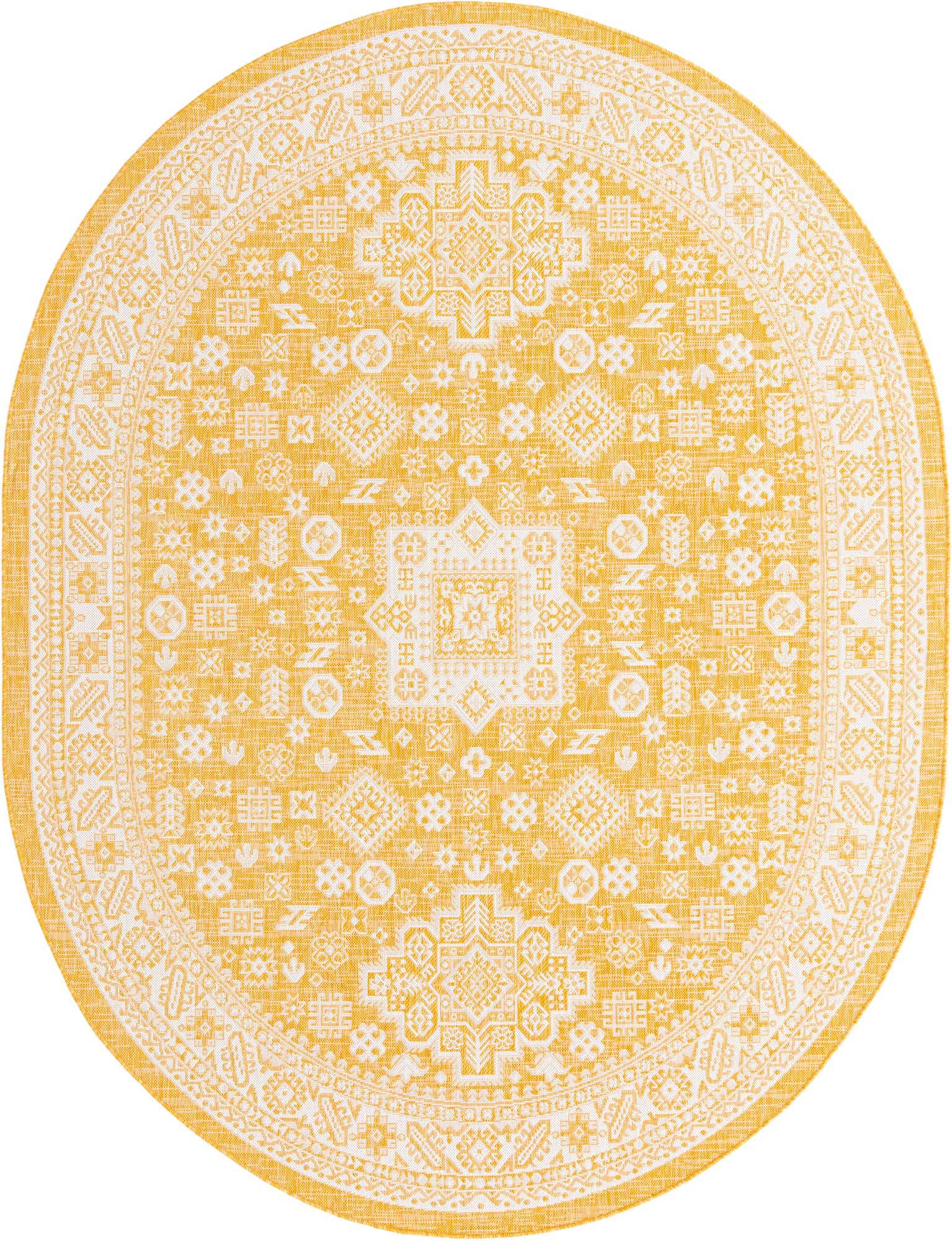 7' 10 x 10' Easy-Clean Aztec Indoor / Outdoor Oval Rug