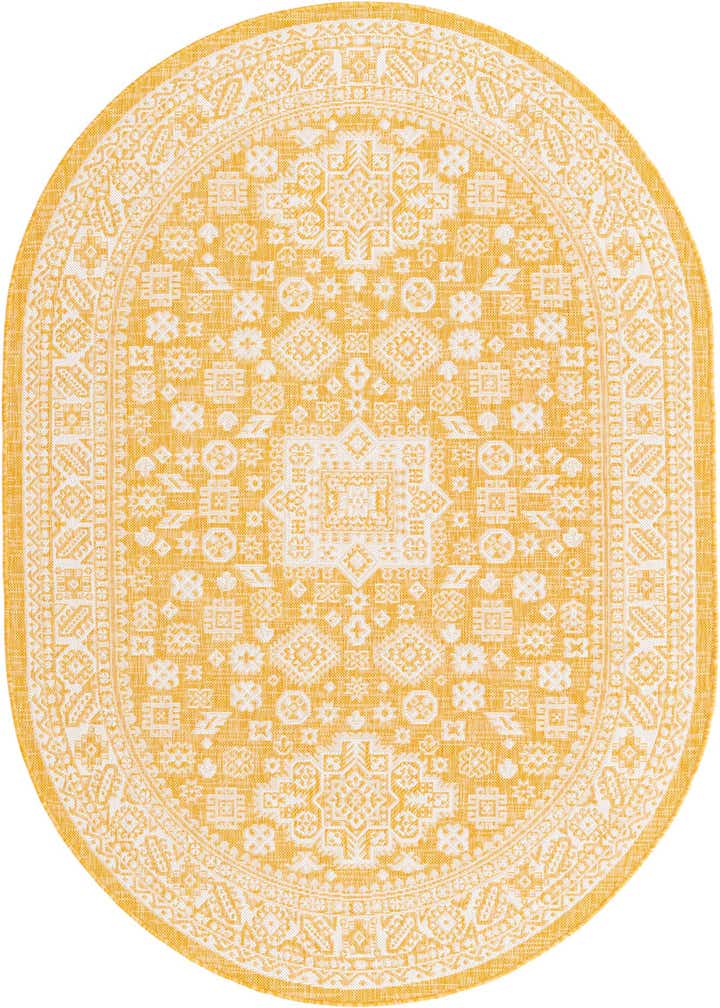 5' 3 x 8' Easy-Clean Aztec Indoor / Outdoor Oval Rug