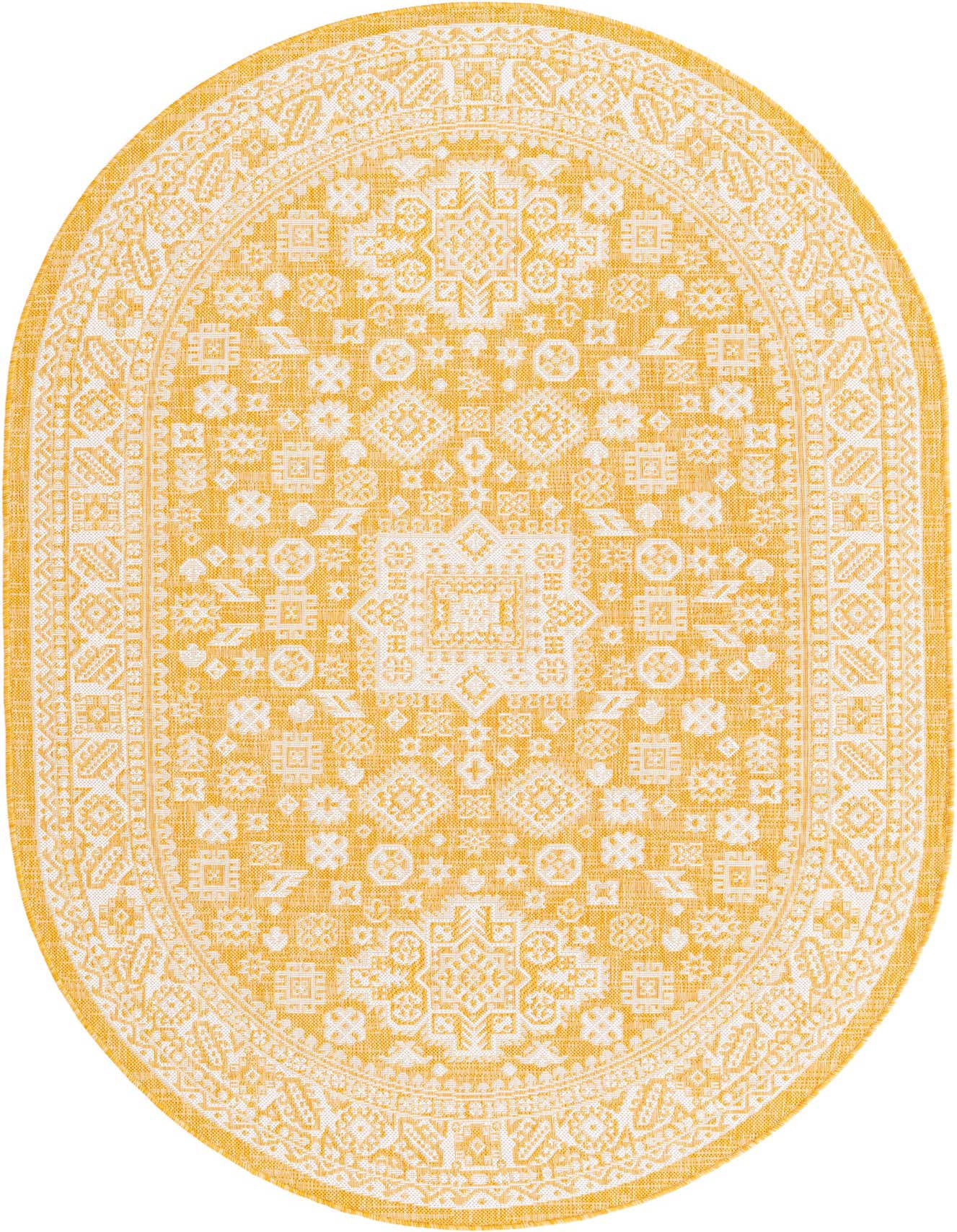 5' 3 x 8' Easy-Clean Aztec Indoor / Outdoor Oval Rug